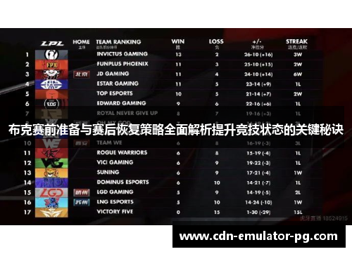 布克赛前准备与赛后恢复策略全面解析提升竞技状态的关键秘诀